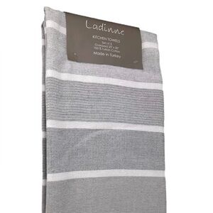 Kitchen Towels Set of 3 Oversized 20 x 30in 100% Turkish Cotton, Gray White